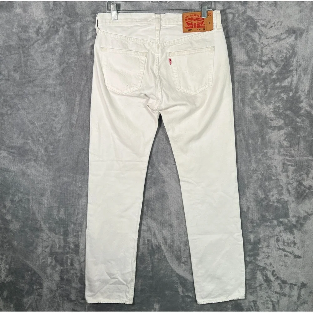 Levis 501 White Jeans Mens 30x32 Straight Original Fit Denim Button Fly